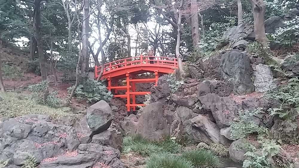 japon tokio tokyo viajar solo parque koishikawa korakuen puente rojo
